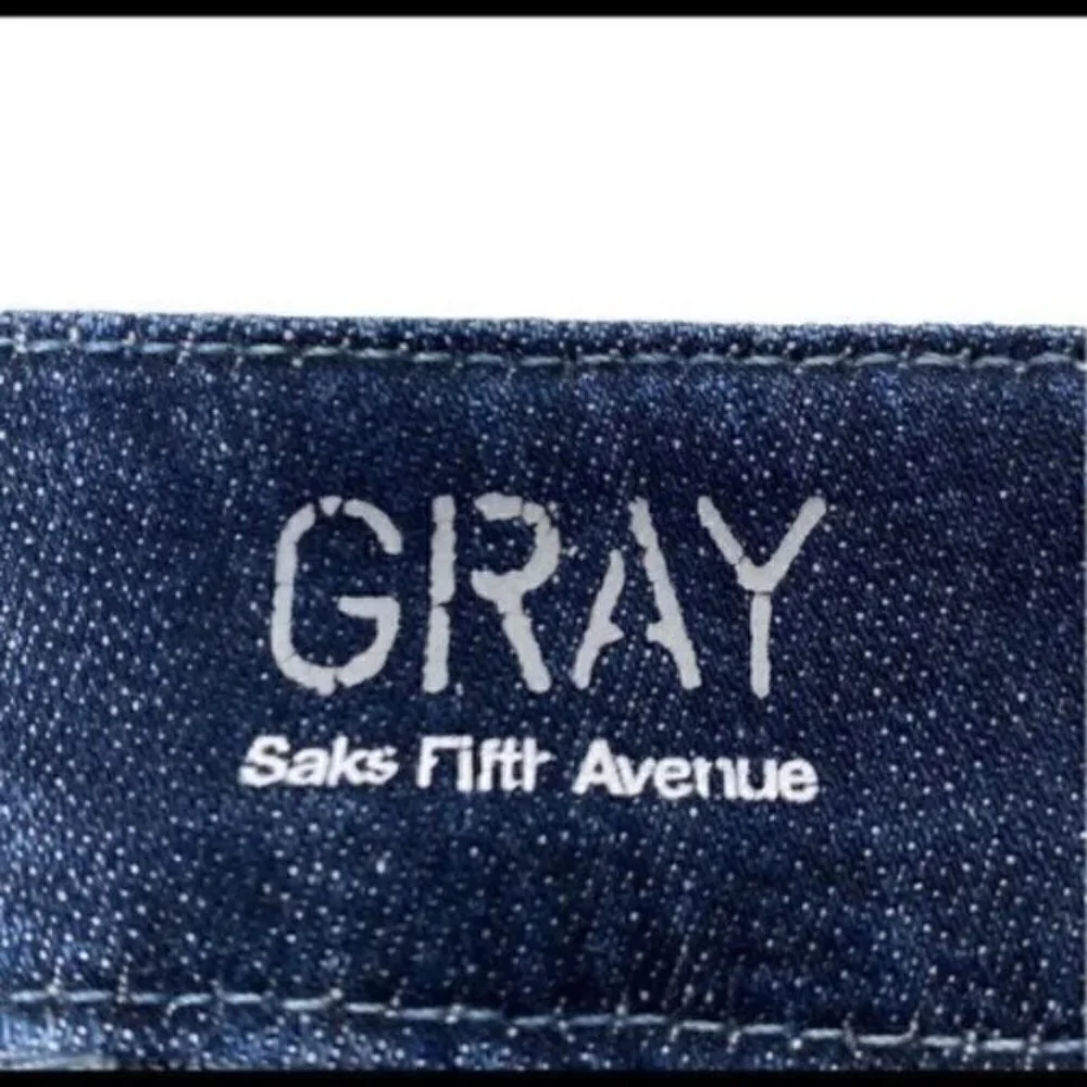Saks Fifth Ave Gray Brand Distressed Skinny Blue Jeans 26